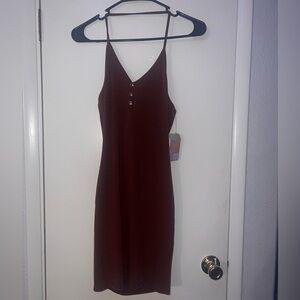 Spaghetti-Strap Midi Dress in Deep Burgundy
